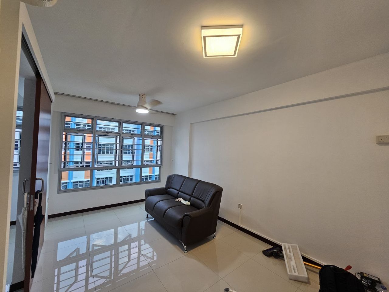 Freshly painted living room, 4-room HDB flat Singapore
